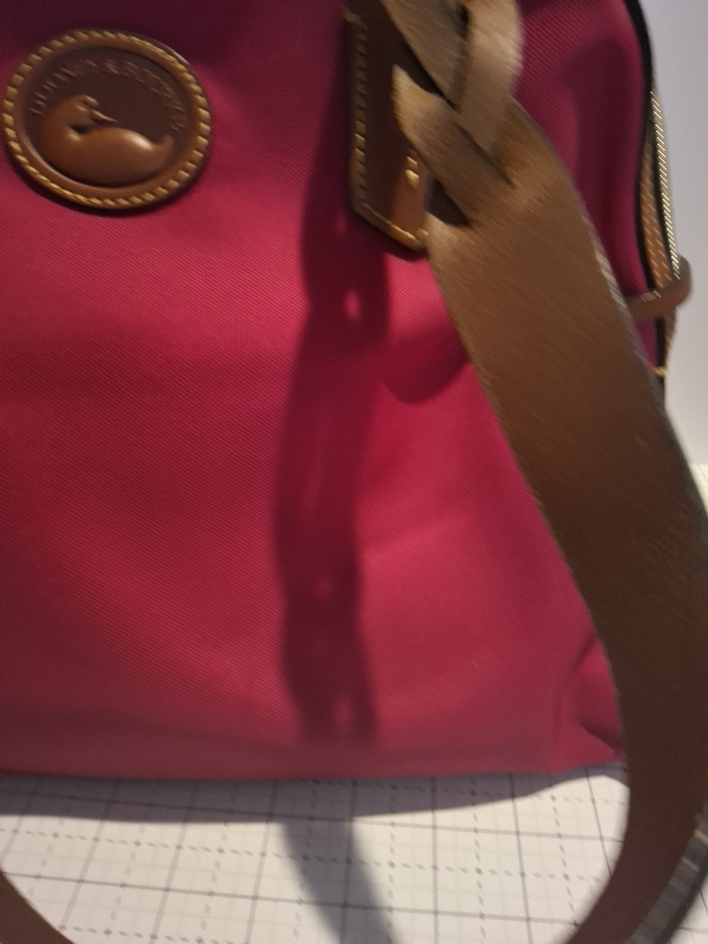 Dooney & Bourke Pink Nylon Satchel with Tan Leather Trim - Picture 3 of 14